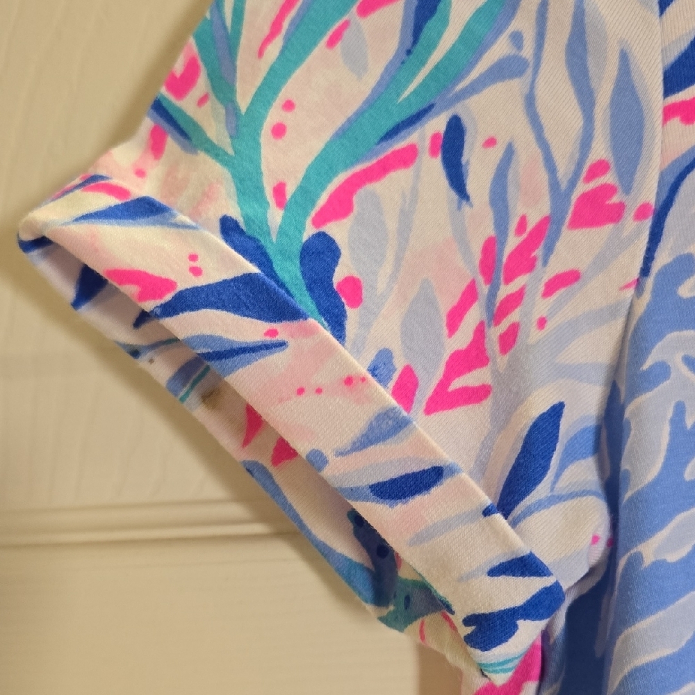 Girls Lilly Pulitzer Pink and Blue Flutter Sleeve Sundress - Picture 4 of 6